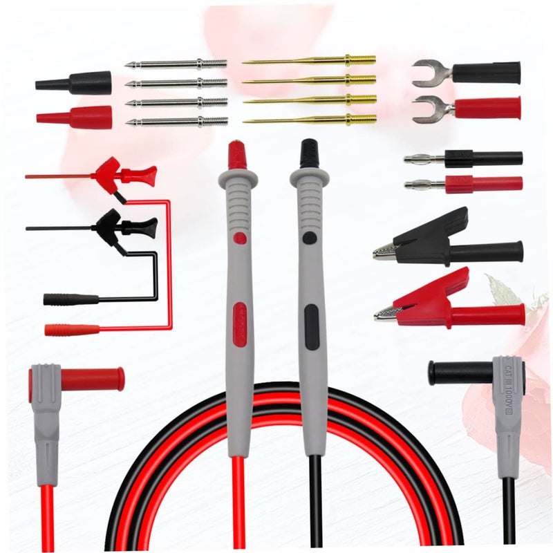 Jojofuny 16pcs Multimeter Test Leads Kit with Replaceable Probes Alligator Clips Banana Plugs - Image 4