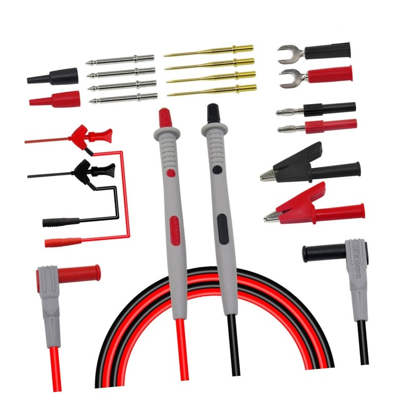 Jojofuny 16pcs Multimeter Test Leads Kit with Replaceable Probes Alligator Clips Banana Plugs - Image 2
