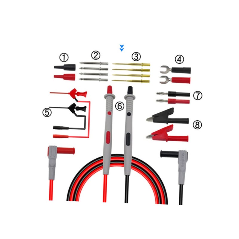 Jojofuny 16pcs Multimeter Test Leads Kit with Replaceable Probes Alligator Clips Banana Plugs - Image 5
