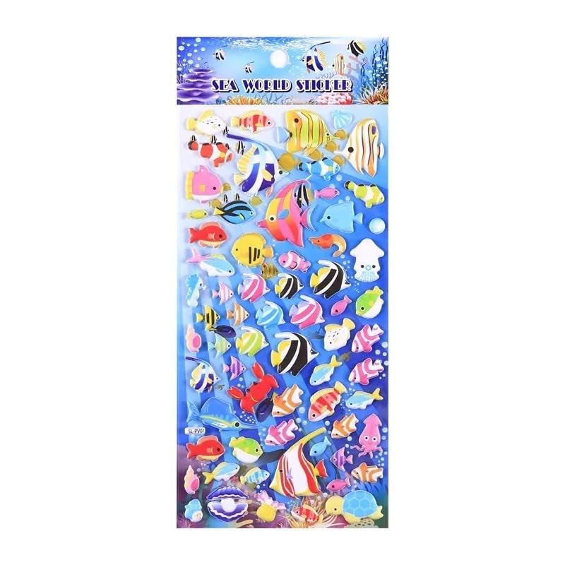 Crackles Puffy 3D Stickers for Kids - Aesthetic, Cute Foam Stickers - Craft, Self-Adhesive (Sea World - 5 Sheet Mix Design) - Image 3