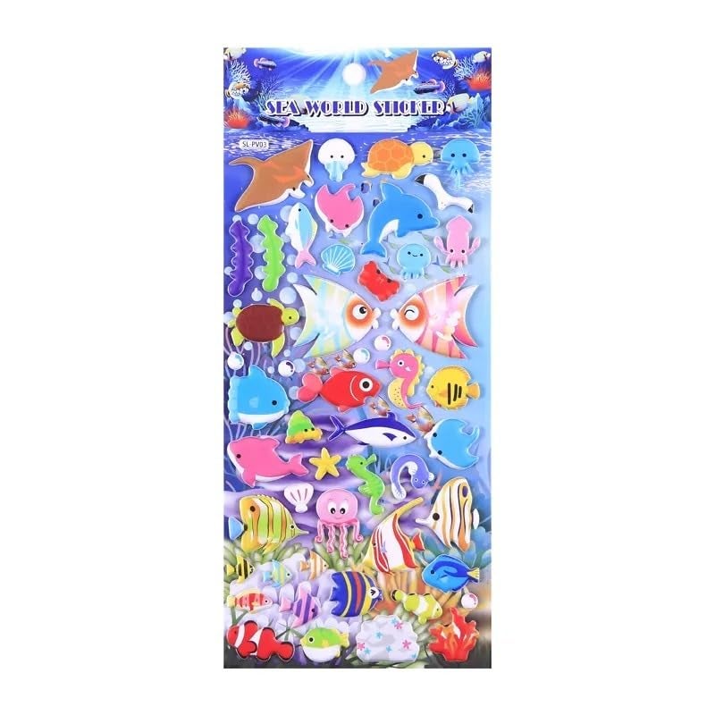 Crackles Puffy 3D Stickers for Kids - Aesthetic, Cute Foam Stickers - Craft, Self-Adhesive (Sea World - 5 Sheet Mix Design) - Image 5
