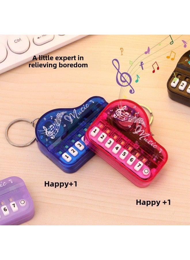 Mini Piano Keychain Luminous Handheld Music Electronic Organ Toy Bag Pendant Pendant Grasp Gifts Wholesale-Color:Transparent Black Piano-round Hanging Ring  - Image 3