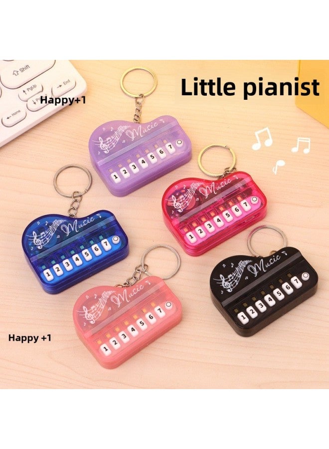 Mini Piano Keychain Luminous Handheld Music Electronic Organ Toy Bag Pendant Pendant Grasp Gifts Wholesale-Color:Transparent Black Piano-round Hanging Ring  - Image 2