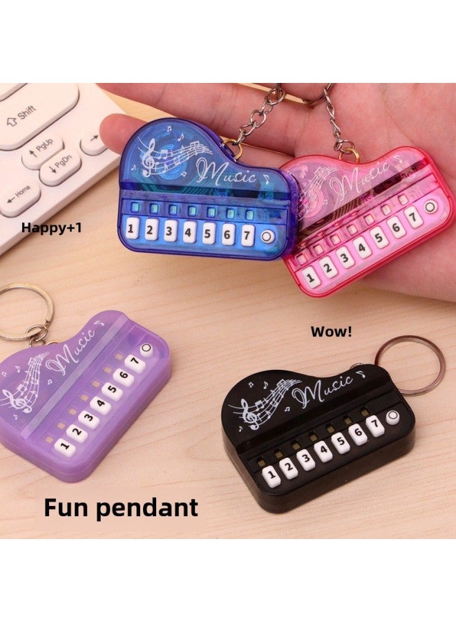 Mini Piano Keychain Luminous Handheld Music Electronic Organ Toy Bag Pendant Pendant Grasp Gifts Wholesale-Color:Transparent Black Piano-round Hanging Ring  - Image 5