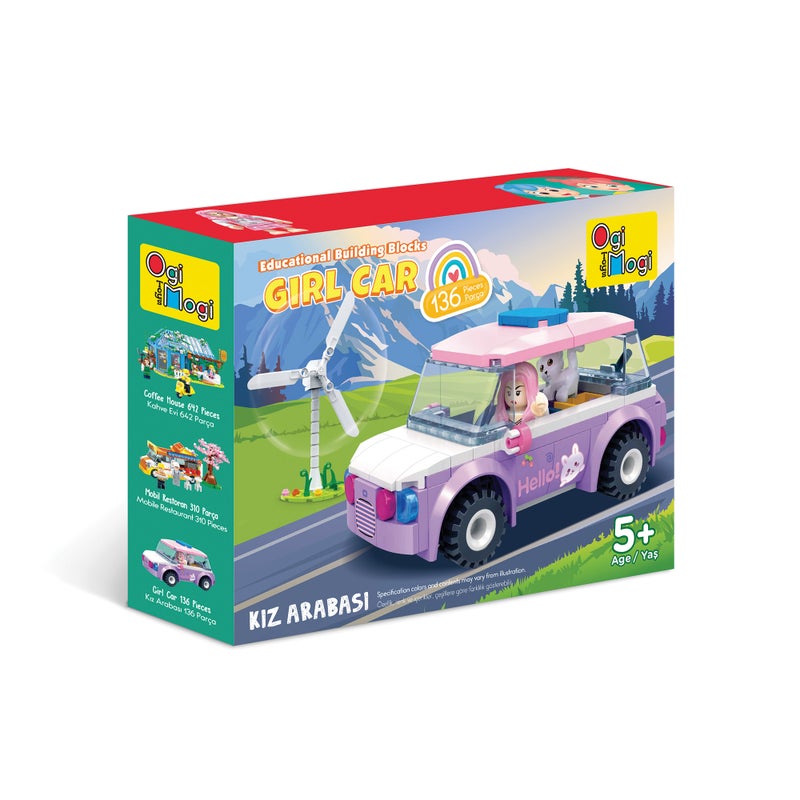 Ogi Mogi Toys Girl Picnic Car Toys, Building Blocks, 136 Pieces Pretend Role Play Activity for Kids 5+ years, Creativity Development Toys, Gift for Boys and Girls - Image 2