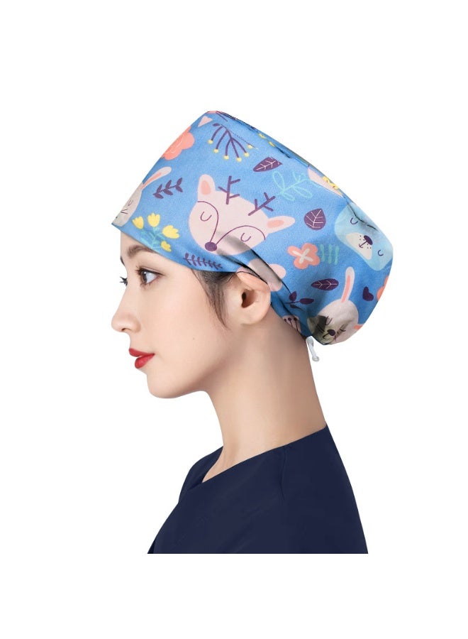 NIBEMINENT Women's Long Hair Nursing Cap Cotton Adjustable Medical Hospital Surgical Cap Unisex Anesthesiologist Nurse Working Scrub Caps
