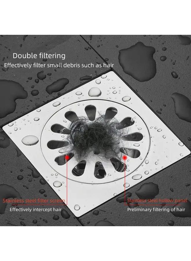 Stainless Steel Shower Drain Cover With Removable Lid Hair Catcher Filter 1pc - Image 1