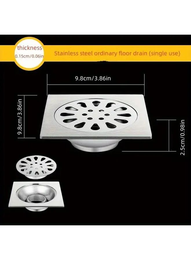 Stainless Steel Shower Drain Cover With Removable Lid Hair Catcher Filter 1pc - Image 2