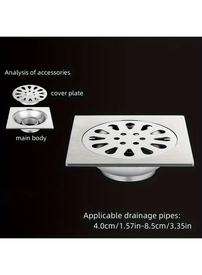 Stainless Steel Shower Drain Cover With Removable Lid Hair Catcher Filter 1pc - Image 3
