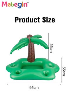 MEBEGIN 95*55*55cm Inflatable Drink Holder, Coconut Tree Drink Floats for Swimming Pool, Drink Pool Floats with 4 Cup Holders and 1 Groove, Creative Pool Toys, Multifunctional Floating Drink Holder for Summer Beach Leisure and Party Decoration  - Image 3