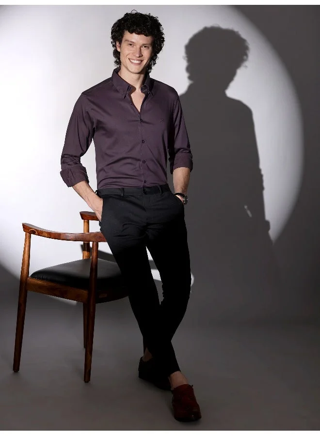 Beyoung Dark Wine Satin Shirt