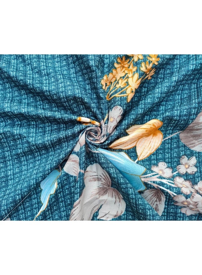 Urban Magic Urban Magic 100% Microfiber Printed Blue Double Bedsheet with 2 Pillow Covers, Size - 215 x 210 cm, Pack of 1  - Image 4