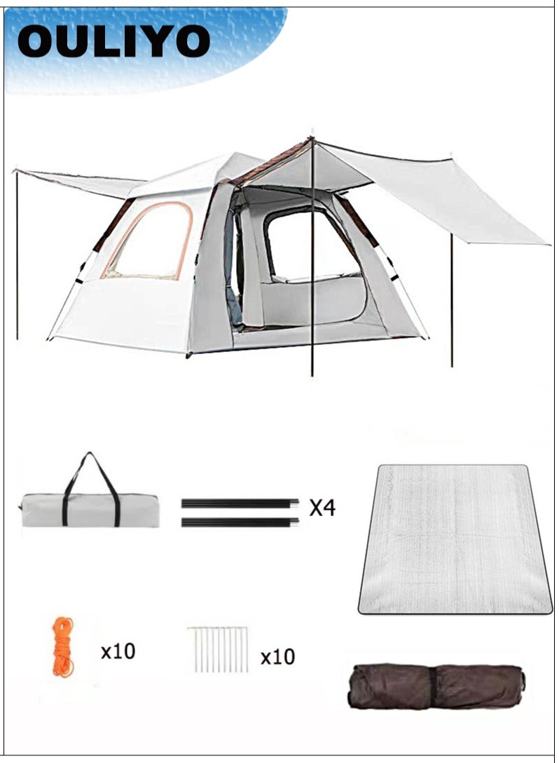 اوليو خيمة تخييم خارجية منبثقة تتسع لـ 4-5 أشخاص للتخييم العائلي مزدوجة مقاومة للماء ببابين كبيرين (جزء علوي قابل للإزالة) ونافذتين، خيمة فورية مقاومة للماء والرياح للمشي لمسافات طويلة والسفر - حقيبة حمل - Image 1