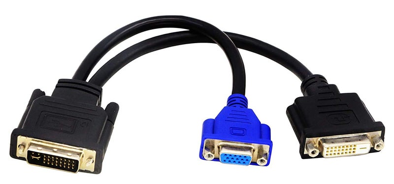 zdyCGTime Wyse 10 Inch DVI-I to DVI-D and VGA Y Splitter Cable - Dual Monitor Compatible with Dell OptiPlex GX620 SC280 and More - Image 1