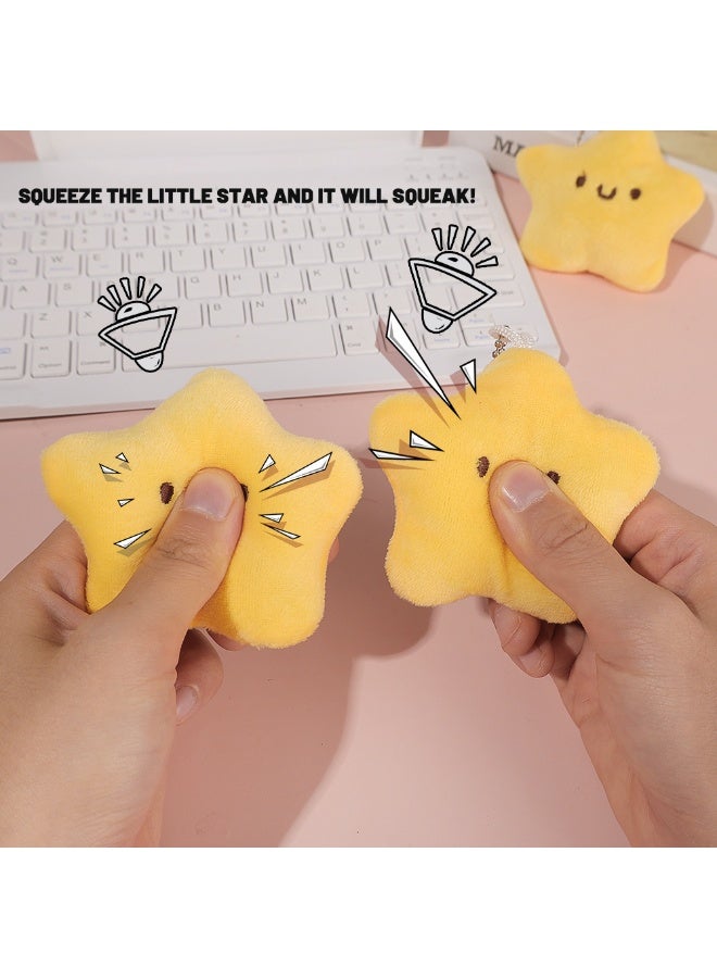 Cute Stars Plush Toy Keychain Girls Fluffy Soft Cute Backpack Bag Pendant Practical Mini Yellow Keychain Charms Keychains Gifts - Image 2