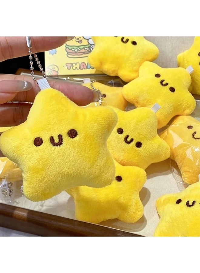 Cute Stars Plush Toy Keychain Girls Fluffy Soft Cute Backpack Bag Pendant Practical Mini Yellow Keychain Charms Keychains Gifts - Image 1