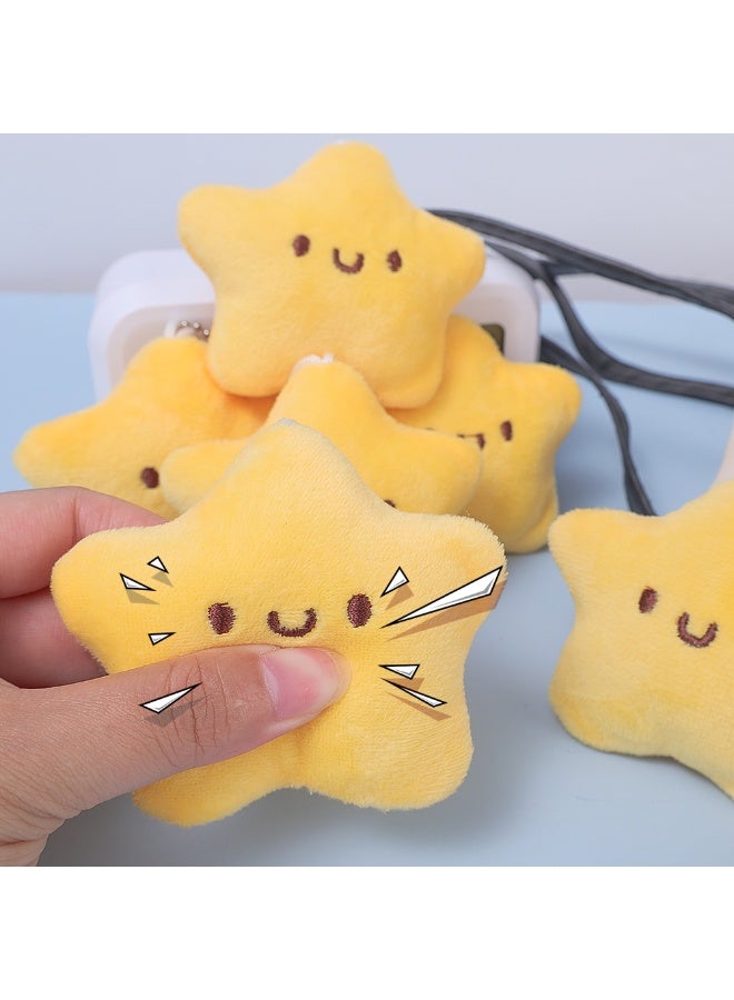 Cute Stars Plush Toy Keychain Girls Fluffy Soft Cute Backpack Bag Pendant Practical Mini Yellow Keychain Charms Keychains Gifts - Image 4