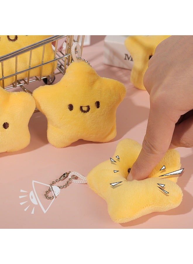 Cute Stars Plush Toy Keychain Girls Fluffy Soft Cute Backpack Bag Pendant Practical Mini Yellow Keychain Charms Keychains Gifts - Image 3