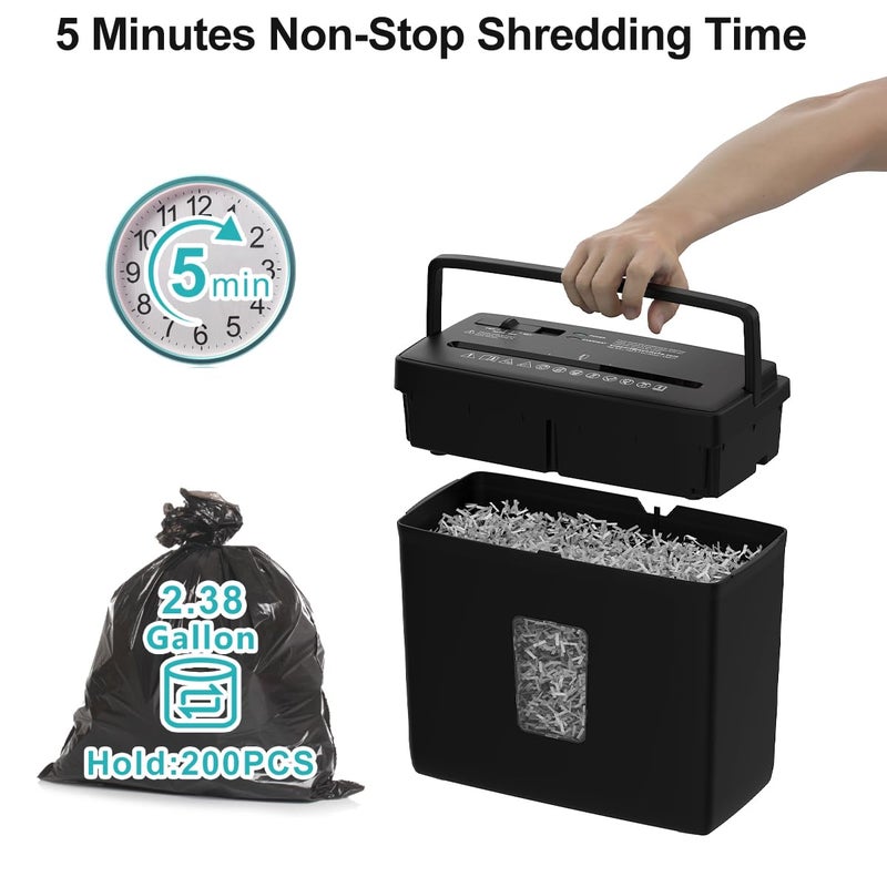 Woolsche Paper Shredder for Home,5 Sheet Desktop Cross Cut with 2.38-Gallon Basket Shredder,P-4 Security Level, 4-Mode Design, Shreds Paper/Credit Card - Durable, with Jam Proof Function for Home - Image 2