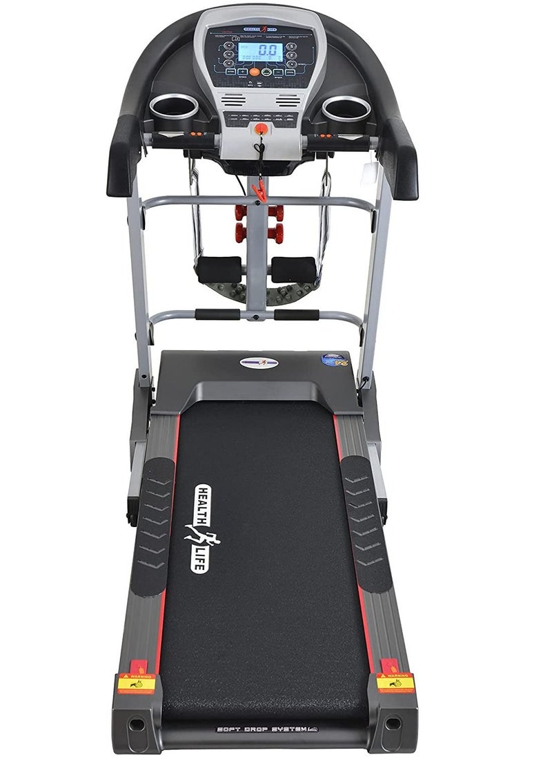 Health Life - V3000M Multi-function Motorized Treadmill DC Motor 3.0HP With Personal Scale -120 KG, Black/Grey - Image 1