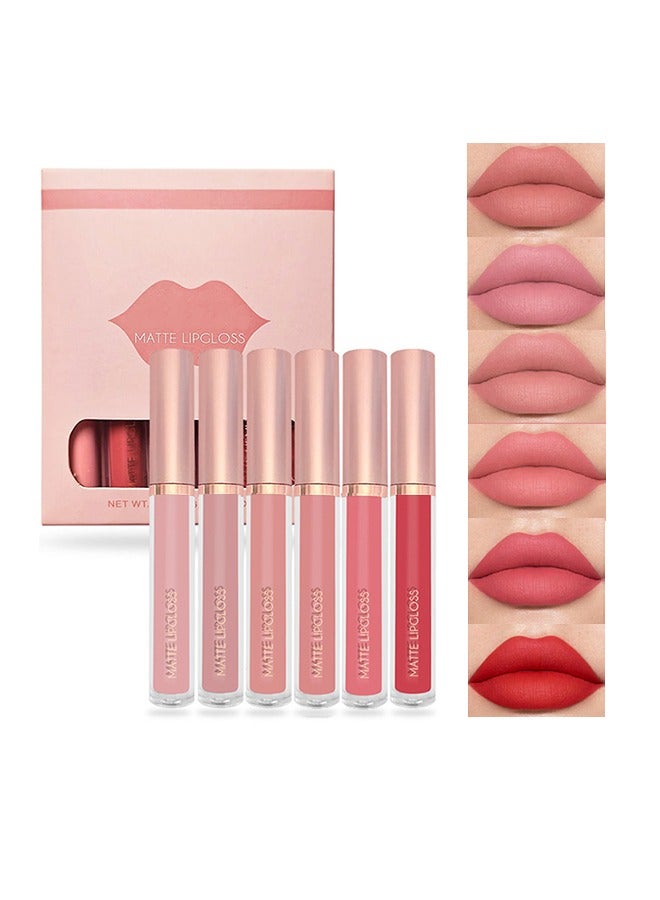 OCHEAL Matte Lipgloss,Nude 6 Pcs Matte Liquid Lipstick Set Moisturizing Long Lasting Waterproof Velvet High Pigmented Lip Makeup Set For Women - Image 1