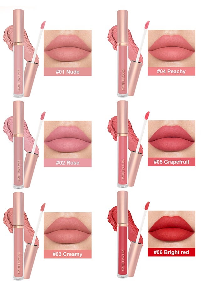 OCHEAL Matte Lipgloss,Nude 6 Pcs Matte Liquid Lipstick Set Moisturizing Long Lasting Waterproof Velvet High Pigmented Lip Makeup Set For Women - Image 3