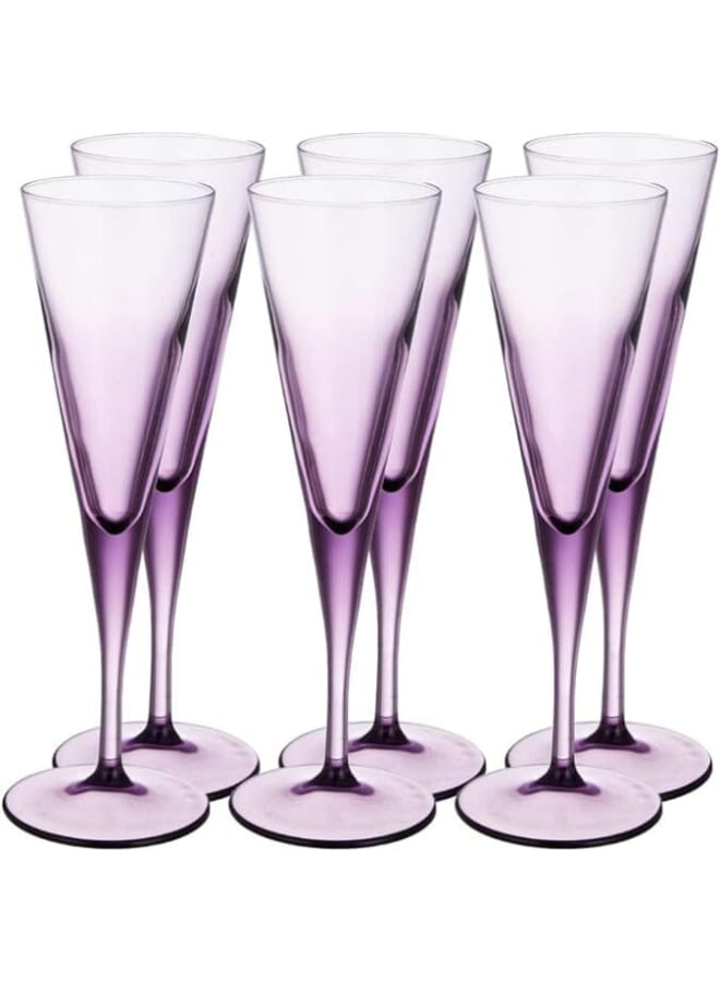 Pasabahce V-Line Champagne Flute Glass Set 6 Pieces - Purple - 150 purple 150ml - Image 1