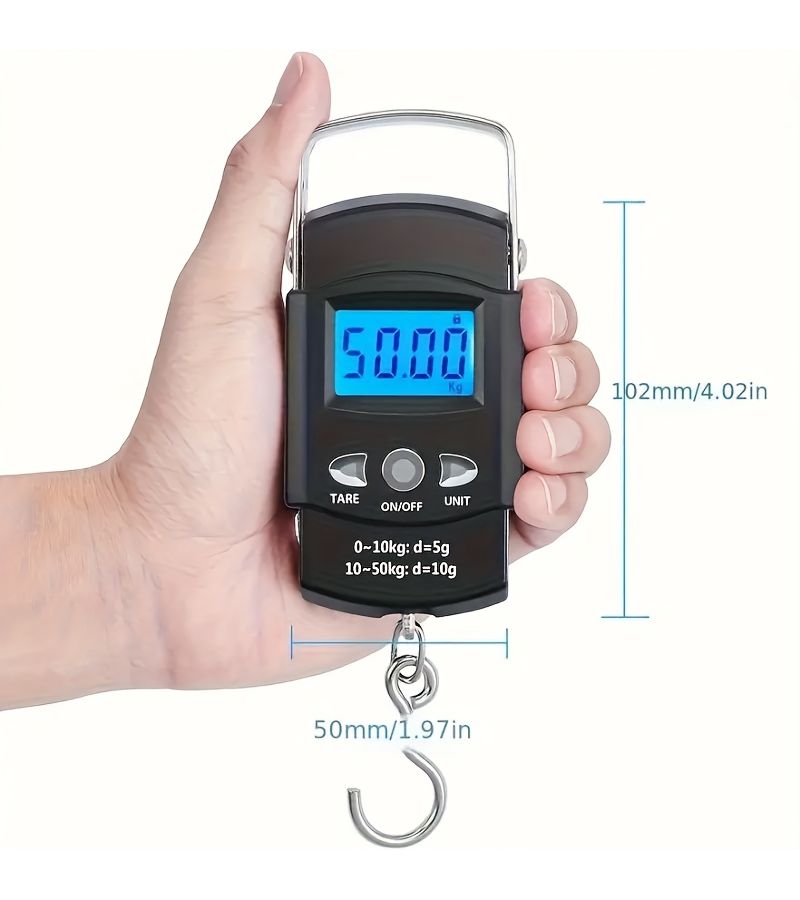 Compact Hand Held Digital Scale For Luggage Fishing 110.23lb 10g With Ruler - Image 2