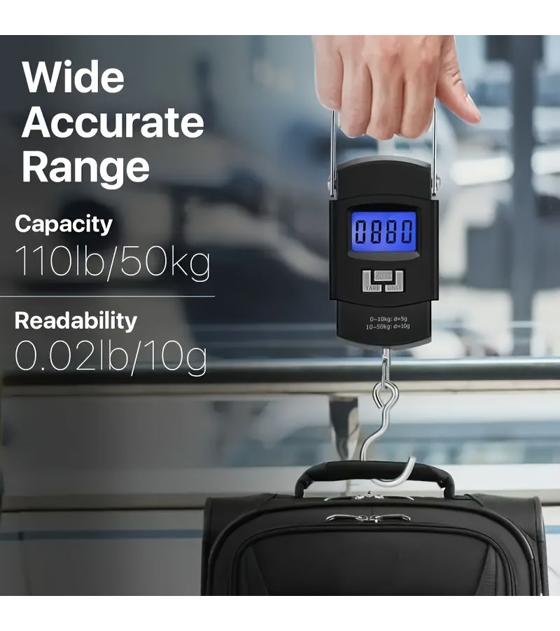 Compact Hand Held Digital Scale For Luggage Fishing 110.23lb 10g With Ruler - Image 5