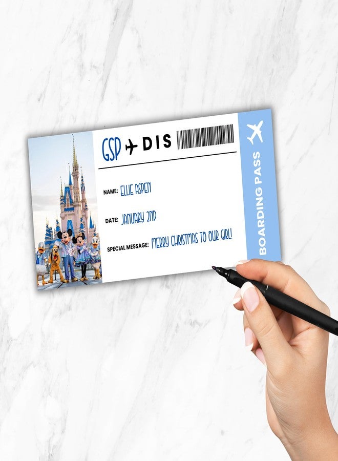 Lashicorn Boarding Pass Magical Blue Surprise Vacation Airport Kingdom | 5 pk 3.75x8.25” Passes & 5 Envelopes Heart Ticket Birthday Card Gift Paper Template Mouse Stickers - Image 5