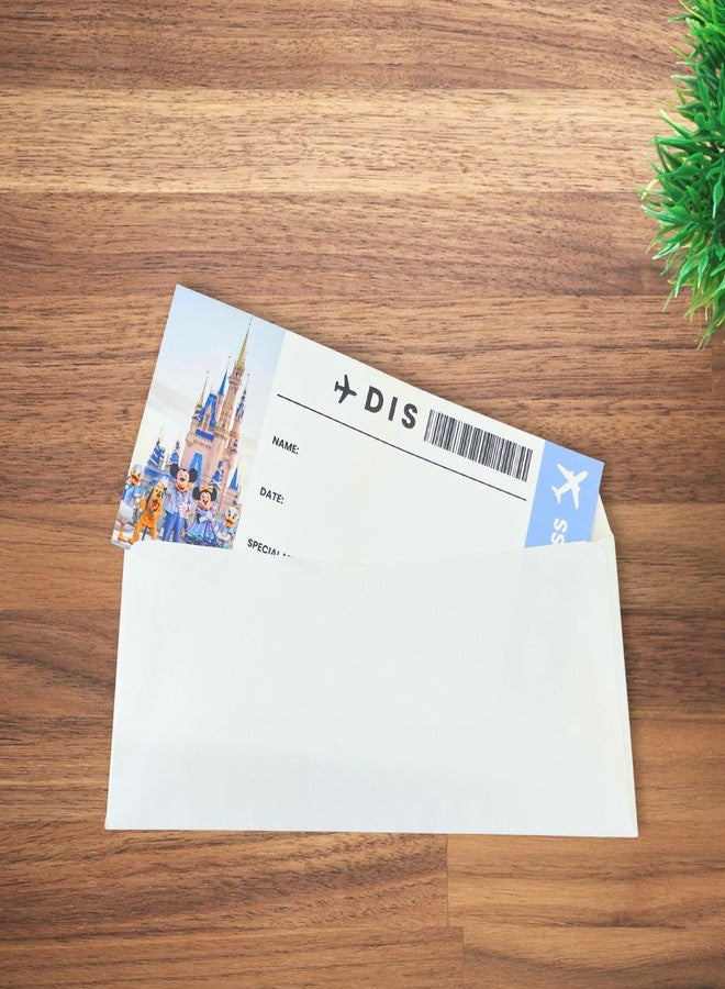 Lashicorn Boarding Pass Magical Blue Surprise Vacation Airport Kingdom | 5 pk 3.75x8.25” Passes & 5 Envelopes Heart Ticket Birthday Card Gift Paper Template Mouse Stickers - Image 4