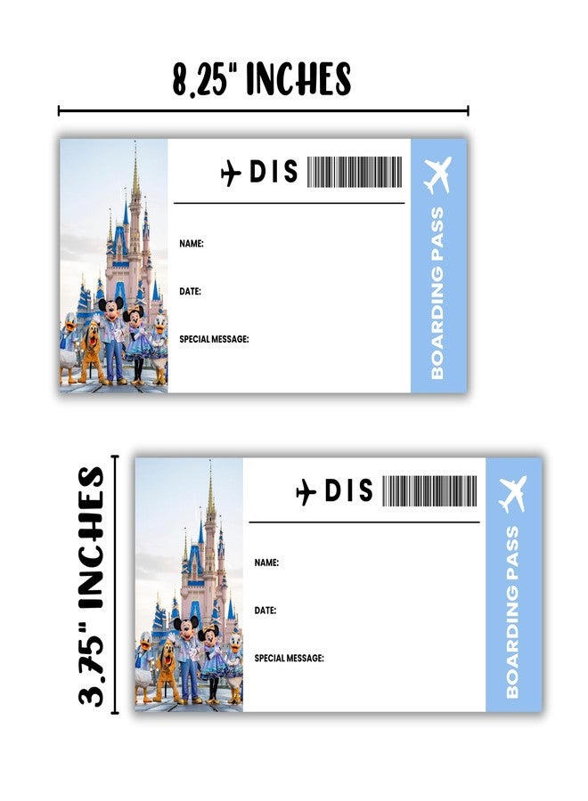 Lashicorn Boarding Pass Magical Blue Surprise Vacation Airport Kingdom | 5 pk 3.75x8.25” Passes & 5 Envelopes Heart Ticket Birthday Card Gift Paper Template Mouse Stickers - Image 3