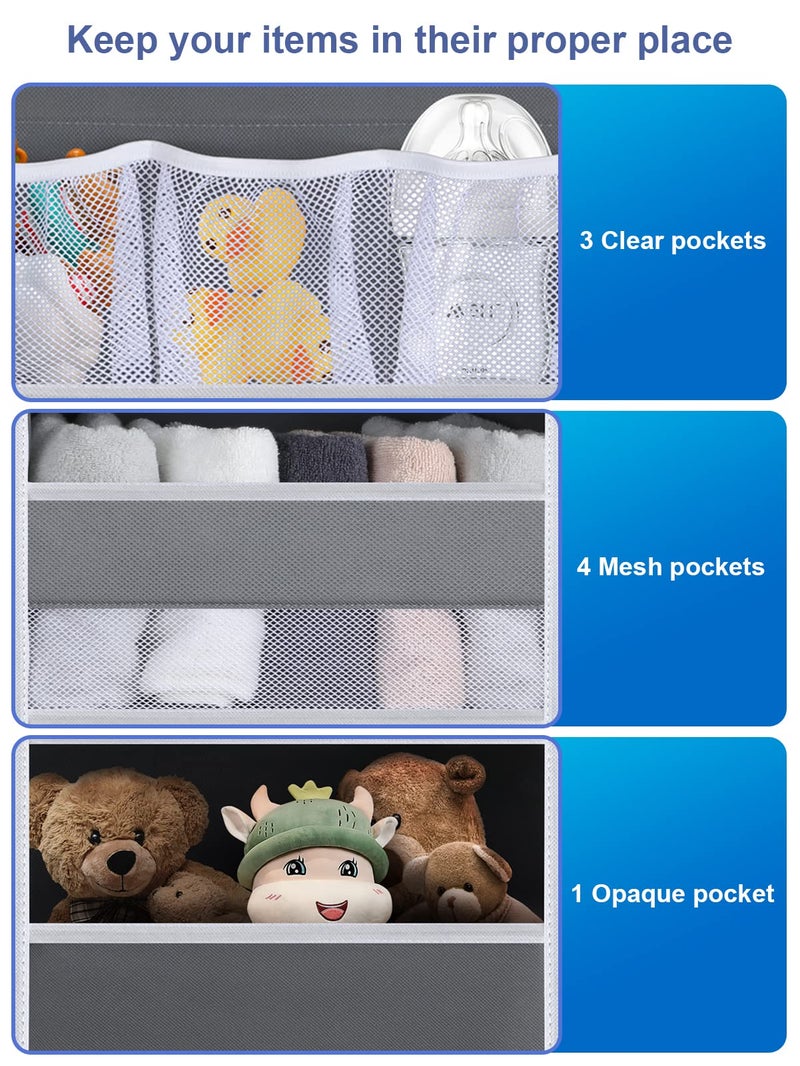 Wakaye Over the Door Organizers - 5 Tier Hanging Door Storage with 5 Spacious Pockets, Anti -Tilt 44 lb Load Behind Door Organizer for Bedroom,Nursery,Bathroom,Kitchen,Dorm,Pantry - 1 Pack,Grey - Image 5