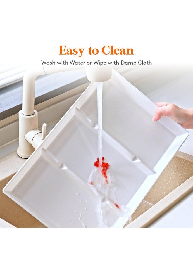 Lifewit Serving Tray Divided for Party Supplies, 4 PCS 15" x 10" Plastic Platters for Serving Food, White Reusable Tray for Veggie, Snack, Fruit, Cookies, Desserts in Kitchen/Pantry - Image 3