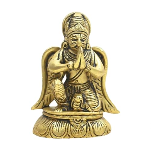 TREE MAISON CORONATING HOMES Brass Garuda Idol | 3.5 Inch | Weight- 360 gram Approx | Lord Garuda Idol for Protection, Strength & Positive Energy | Hindu God of Devotion | Lord Vishnu's Divine Vehicle - Image 1