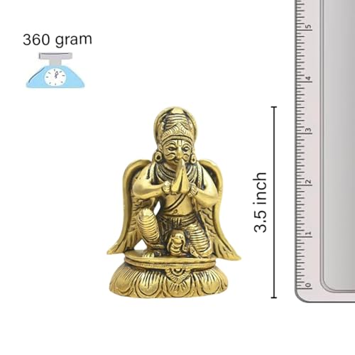 TREE MAISON CORONATING HOMES Brass Garuda Idol | 3.5 Inch | Weight- 360 gram Approx | Lord Garuda Idol for Protection, Strength & Positive Energy | Hindu God of Devotion | Lord Vishnu's Divine Vehicle - Image 2