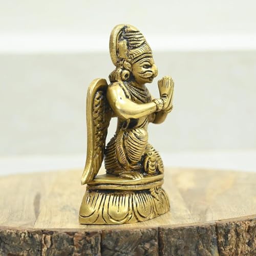 TREE MAISON CORONATING HOMES Brass Garuda Idol | 3.5 Inch | Weight- 360 gram Approx | Lord Garuda Idol for Protection, Strength & Positive Energy | Hindu God of Devotion | Lord Vishnu's Divine Vehicle - Image 5