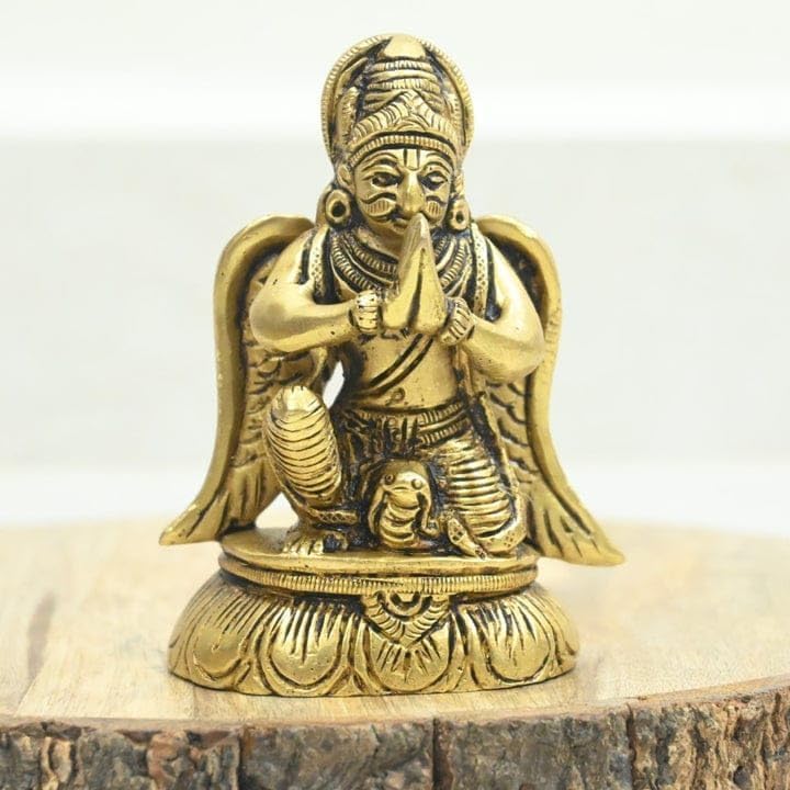 TREE MAISON CORONATING HOMES Brass Garuda Idol | 3.5 Inch | Weight- 360 gram Approx | Lord Garuda Idol for Protection, Strength & Positive Energy | Hindu God of Devotion | Lord Vishnu's Divine Vehicle - Image 3