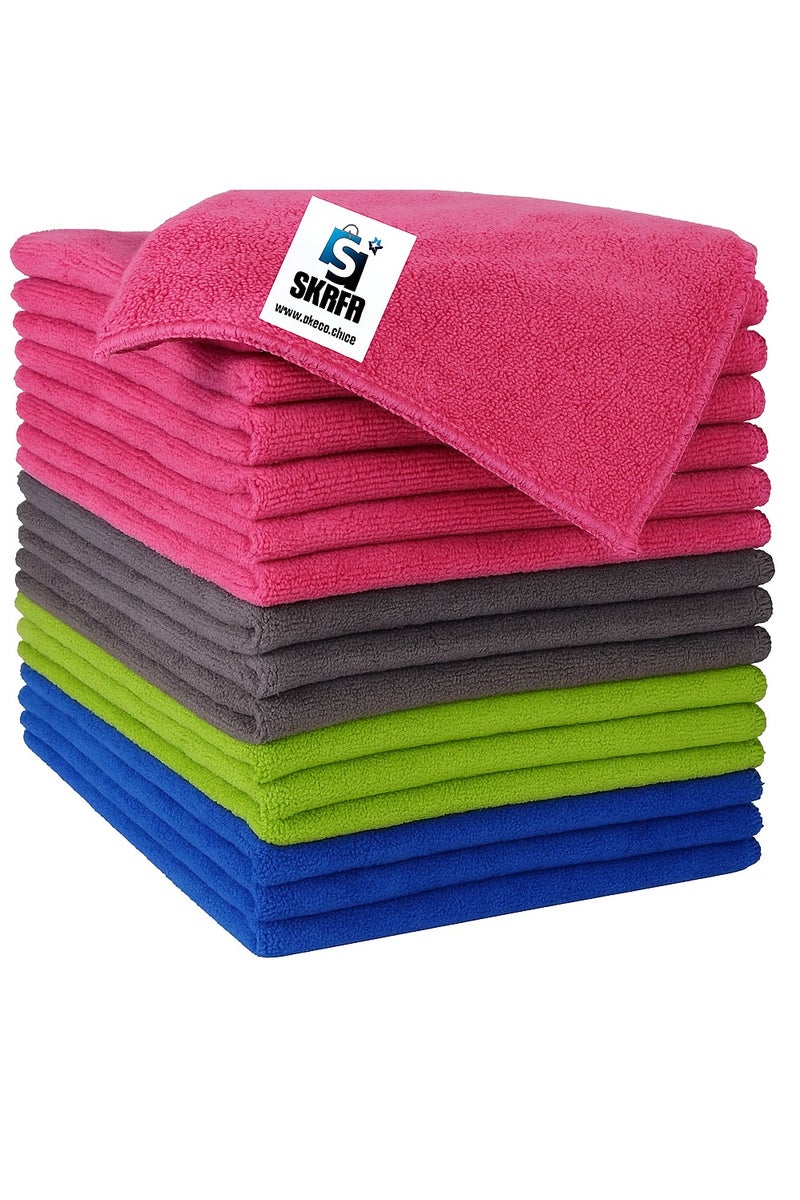 SKAFA Microfiber Cleaning Cloth | 40 X 30 CM Ultra Absorbent Towels | Premium Microfiber Towels for House, Kitchen, Windows, Cars & More (Multi-Colors) - Image 1