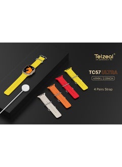Telzeal TC57 Ultra 2.0inch smart watch with 4 pairs straps space aluminum case wireless charger men's and boy's