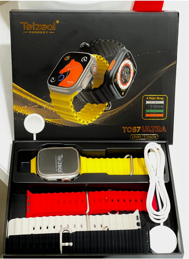Telzeal - Telzeal TC57 Ultra 2.0inch smart watch with 4 pairs straps space aluminum case wireless charger men's and boy's - Image 1