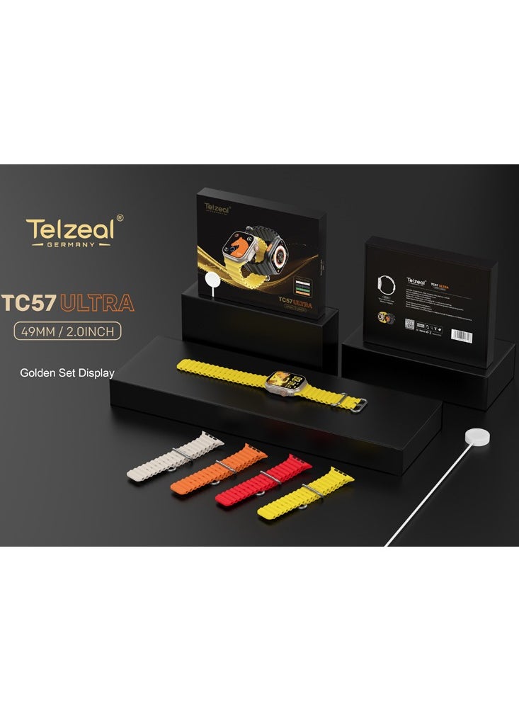 Telzeal - Telzeal TC57 Ultra 2.0inch smart watch with 4 pairs straps space aluminum case wireless charger men's and boy's - Image 1