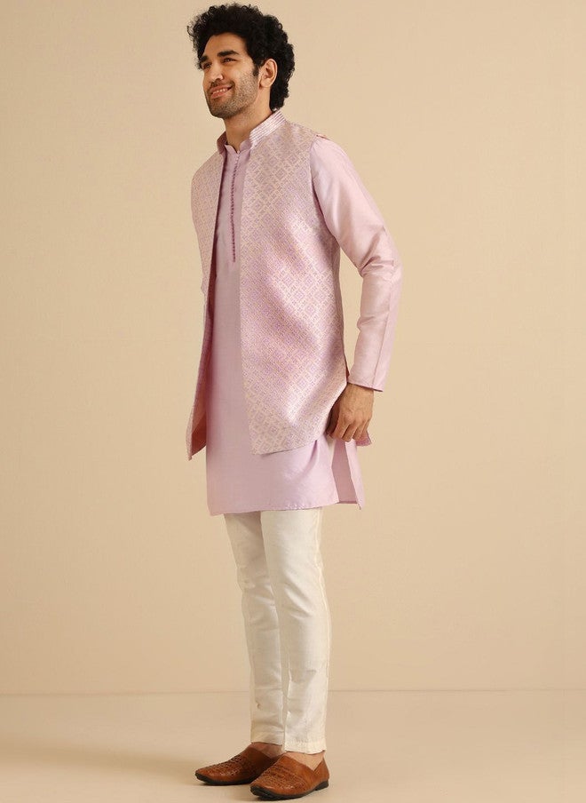 KISAH Men Regular Kurta with Trousers and Nehru Jacket - Image 5