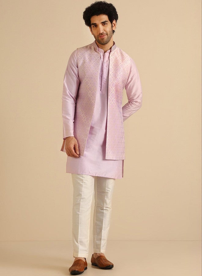KISAH Men Regular Kurta with Trousers and Nehru Jacket - Image 1