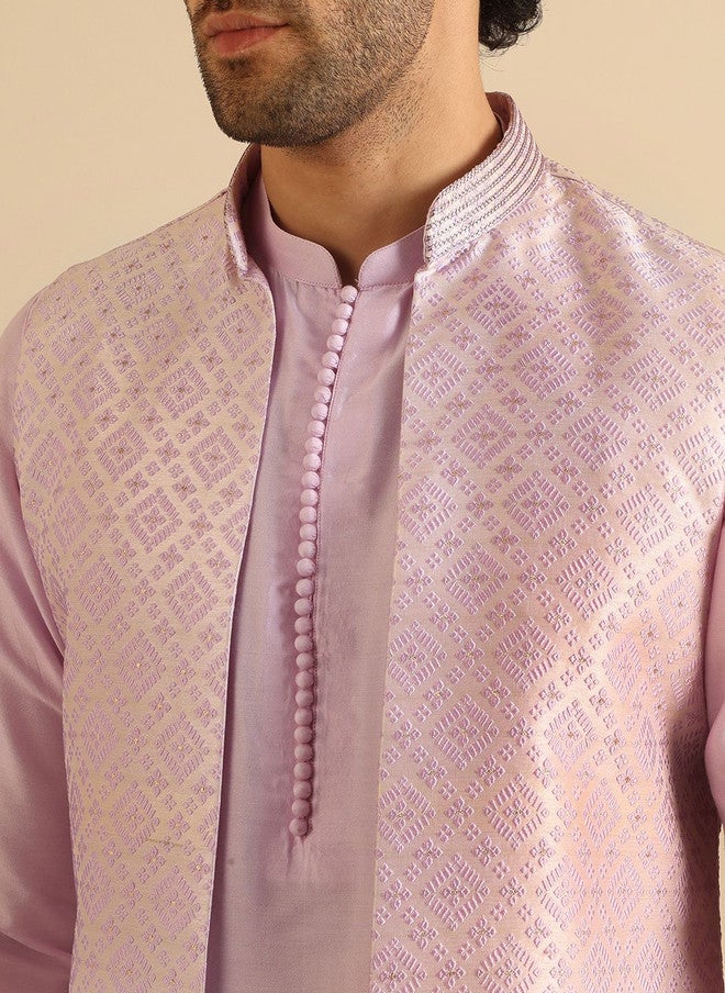 KISAH Men Regular Kurta with Trousers and Nehru Jacket - Image 2