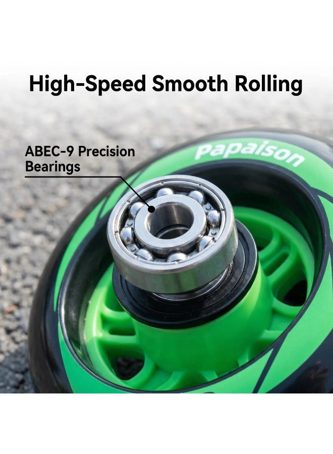 PAPAISON Adult Inline Skates Adjustable Rollerblades for Men Women — ABEC-9 Bearings, Black Green, Recreational Outdoor Fitness Skating - Image 3