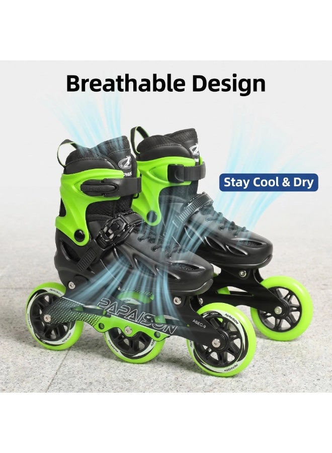 PAPAISON Adult Inline Skates Adjustable Rollerblades for Men Women — ABEC-9 Bearings, Black Green, Recreational Outdoor Fitness Skating - Image 5