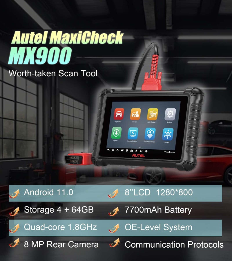 Autel MaxiCheck MX900 with MV108 Bidirectional OBD2 Scanner Updated of MK900 MK808 MK808S MK808BT Android 11, 40+ Service Functions 8 inch All System Diagnostics Scan Tool - Image 2