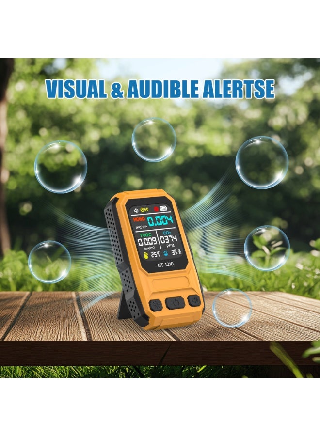 5-in-1 Rechargeable Air Quality Monitor Type-C CO2 Temperature Humidity HCHO TVOC Detector with Visual & Audible Alerts, Multi Gas Air Quality Detection Meter 5-in-1 Rechargeable Air Quality Monitor - Image 5