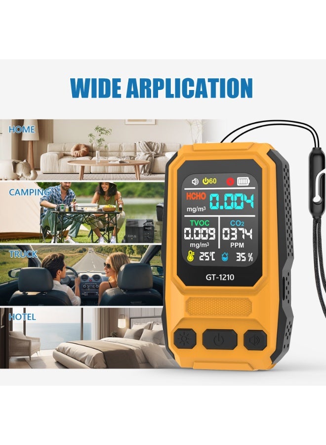 5-in-1 Rechargeable Air Quality Monitor Type-C CO2 Temperature Humidity HCHO TVOC Detector with Visual & Audible Alerts, Multi Gas Air Quality Detection Meter 5-in-1 Rechargeable Air Quality Monitor - Image 4